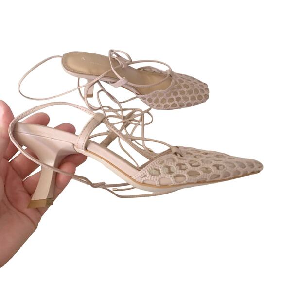 Anthropologie Caged Ankle Wrap Heels 6 Pink NEW - Picture 4 of 12